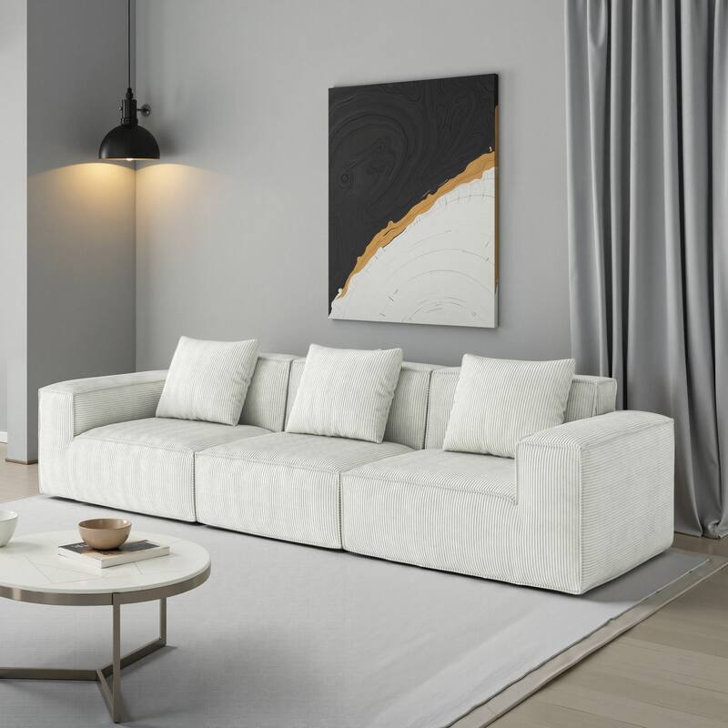 118-inch Convertible Modular Sofa Bed, White Foam