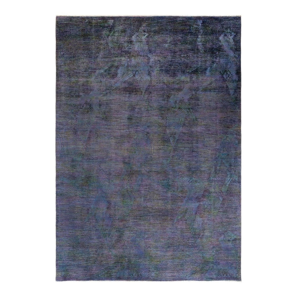 Overton Hand Knotted Wool Vintage Inspired Modern Contemporary Overdyed Purple Area Rug - 9' 0" x 12' 9"