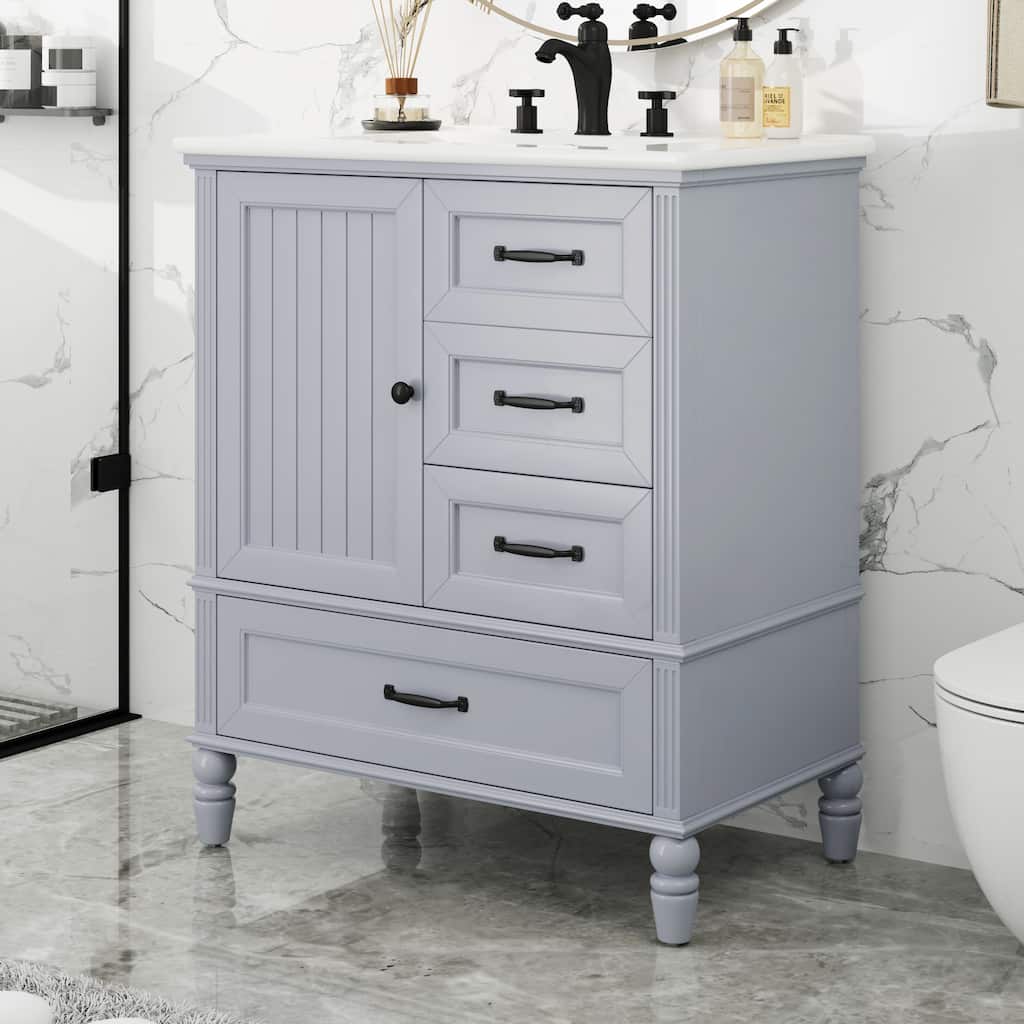 Christopher Knight Home Solvane 30" Bathroom Vanity with Ceramic Sink - 30.00" Lx 18.5" W x 34.4" H