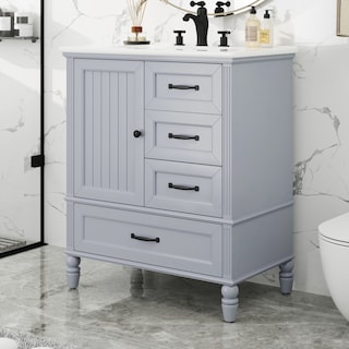 Christopher Knight Home Solvane 30" Bathroom Vanity with Ceramic Sink - 30.00" Lx 18.5" W x 34.4" H