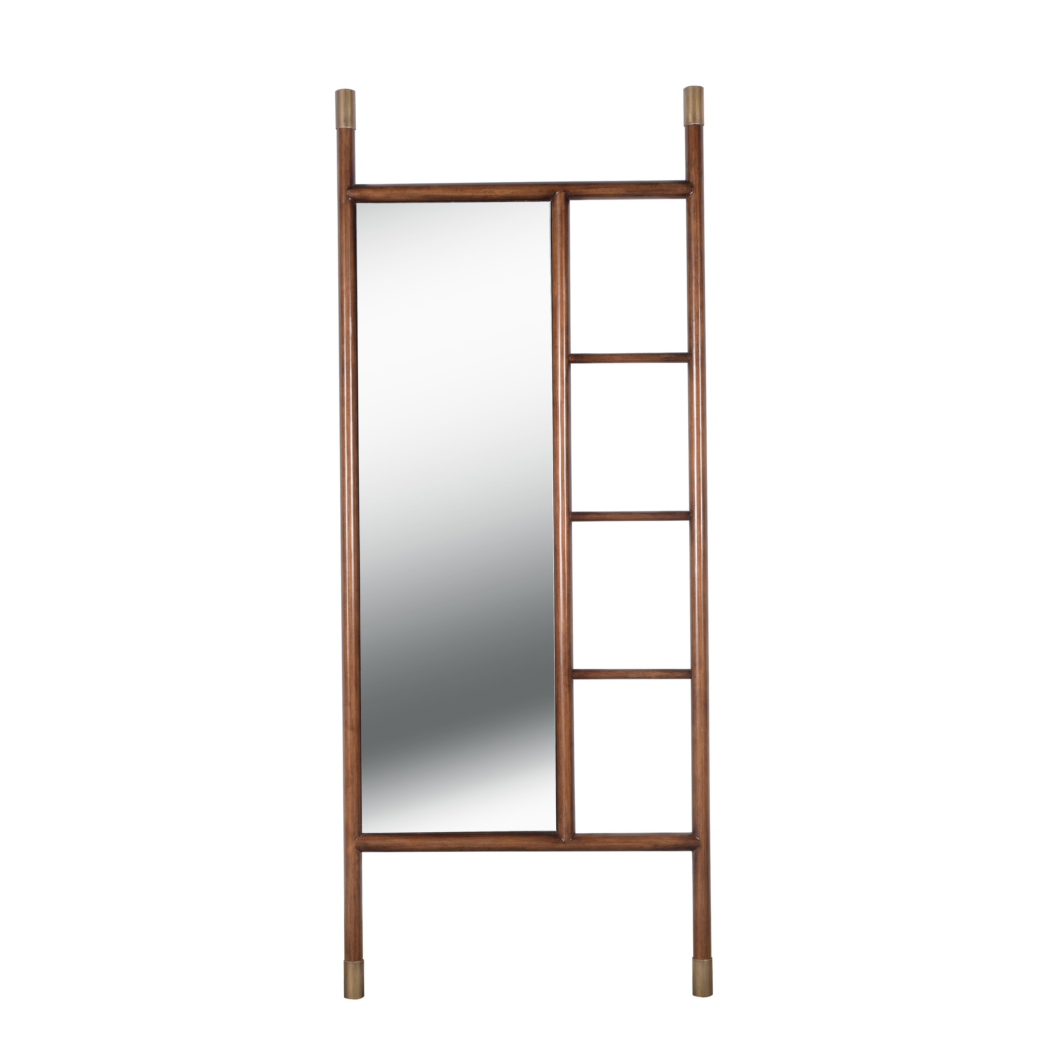 Penie Walnut and Antique Brass Ladder Mirror - Bed Bath & Beyond