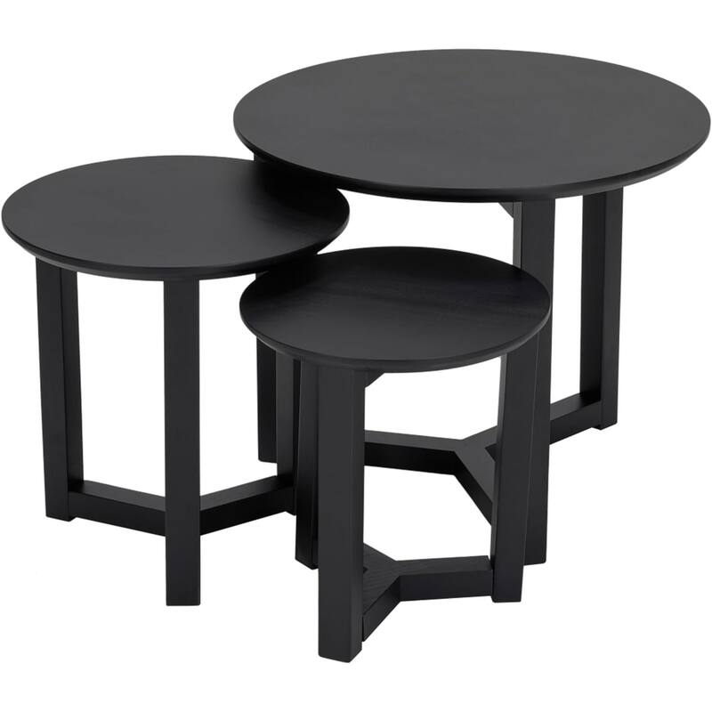Modern Wood Nesting Tables 3 Nested Side/ End Tables (Set of 3) - Black
