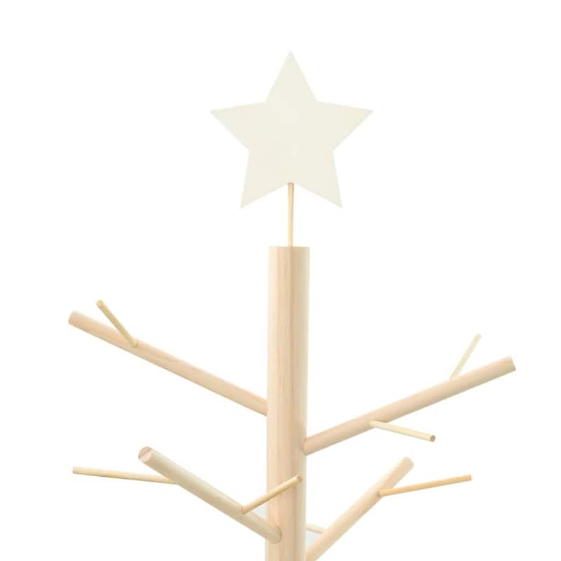 vidaXL Wooden Christmas Tree with Stand Natural/Brown Solid pine wood