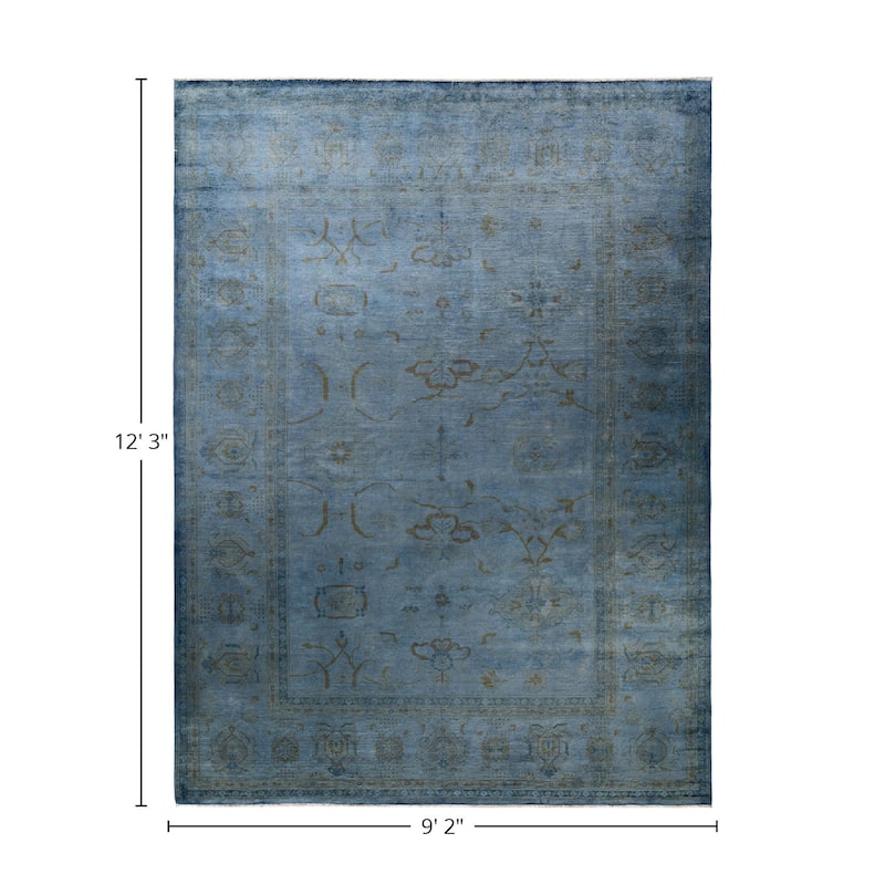 Overton Hand Knotted Wool Vintage Inspired Modern Contemporary Overdyed Gray Area Rug - 9' 2" x 12' 3"