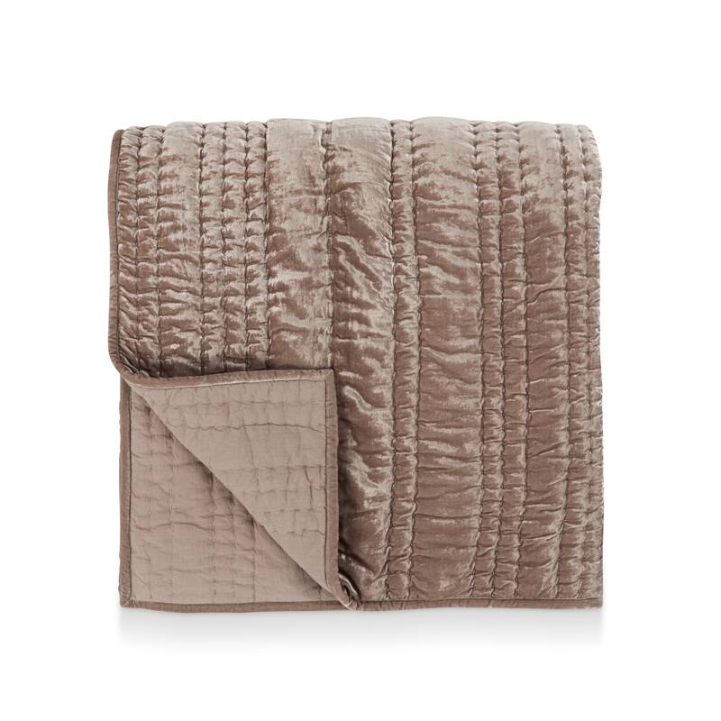 Villa by Classic Home Seville Velvet Quilt - Taupe - Queen