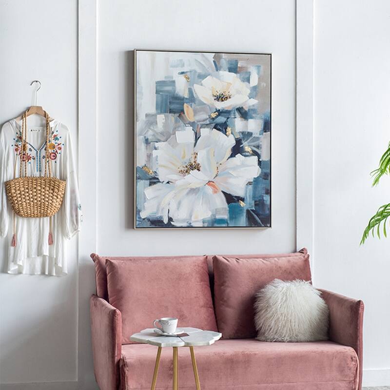 Large Rectangle Framed Wall Art Flower Canvas Print, Home Decor