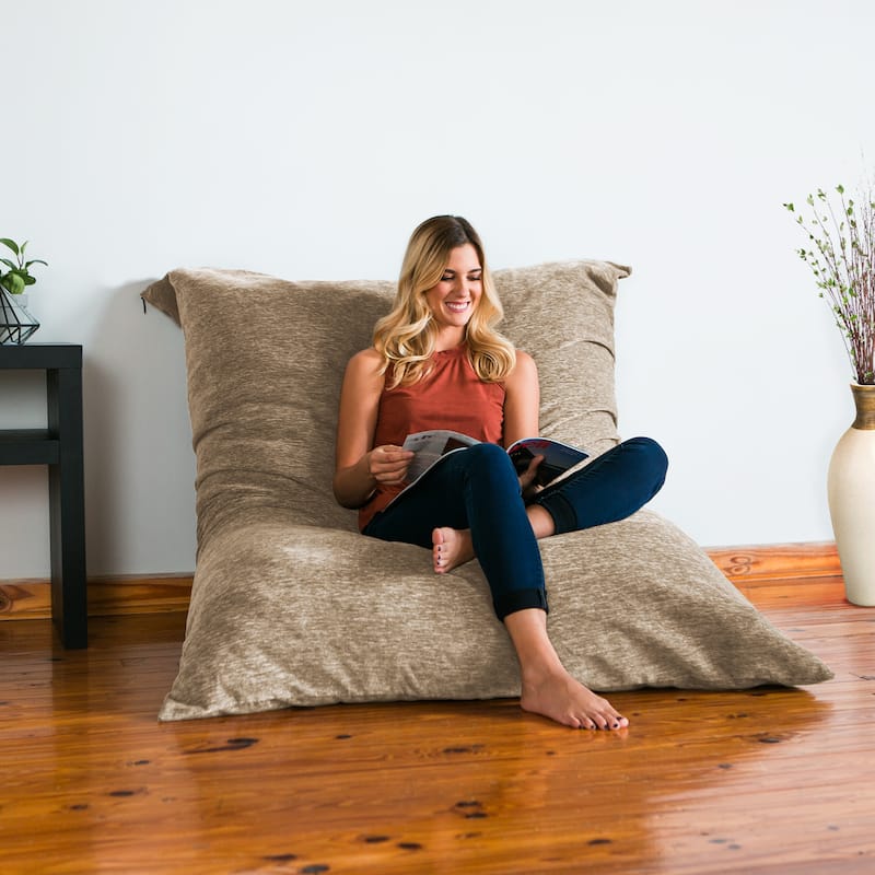 Jaxx Floor Chenille Pillow Bean Bag Lounger - Khaki