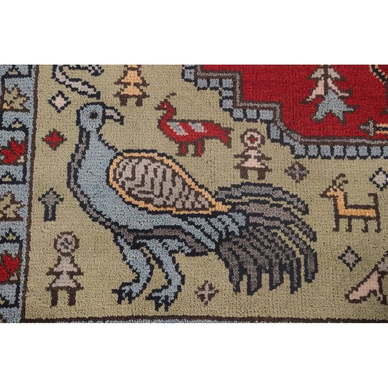 Animal Pictorial Ziegler Area Rug Hand-Knotted Wool Carpet - 7'11" x 9'10"
