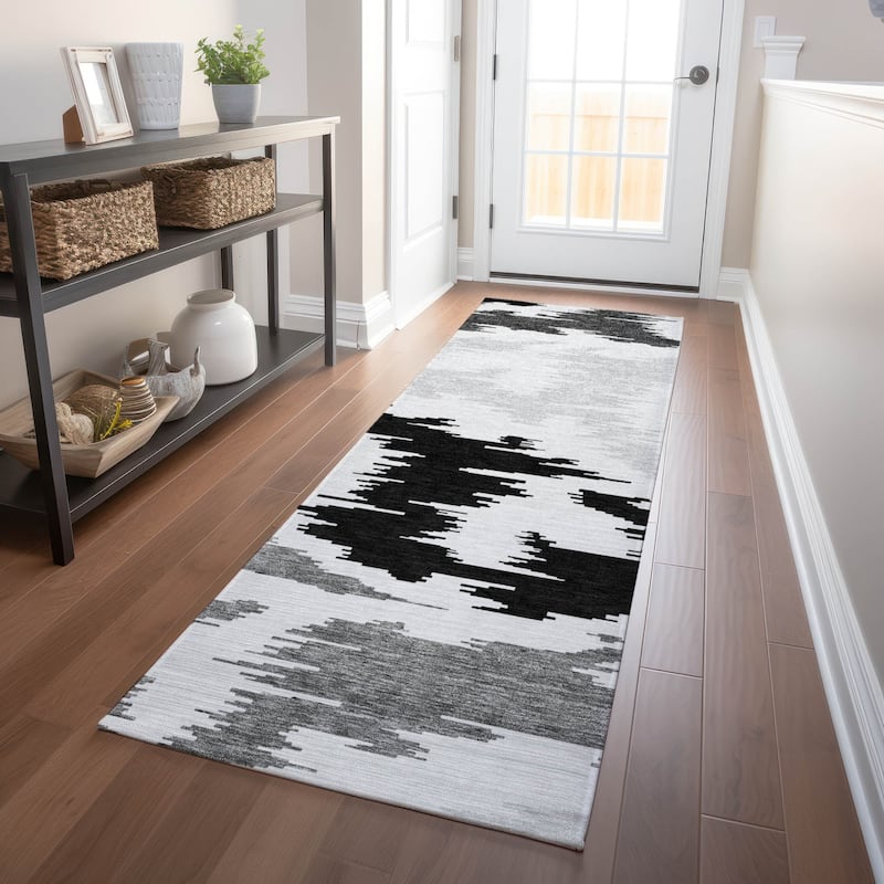Premium Washable Super Soft Modern Chic Mayfield Rug - Black - 2' 3" x 7' 6" - Runner