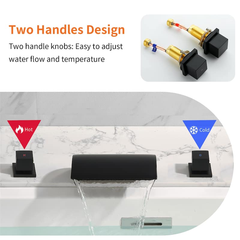 Deck Mount Tub Faucet With Hand Sprayer Brass Roman Bathtub Faucet Modern Waterfall Tub Filler With Handheld Showe