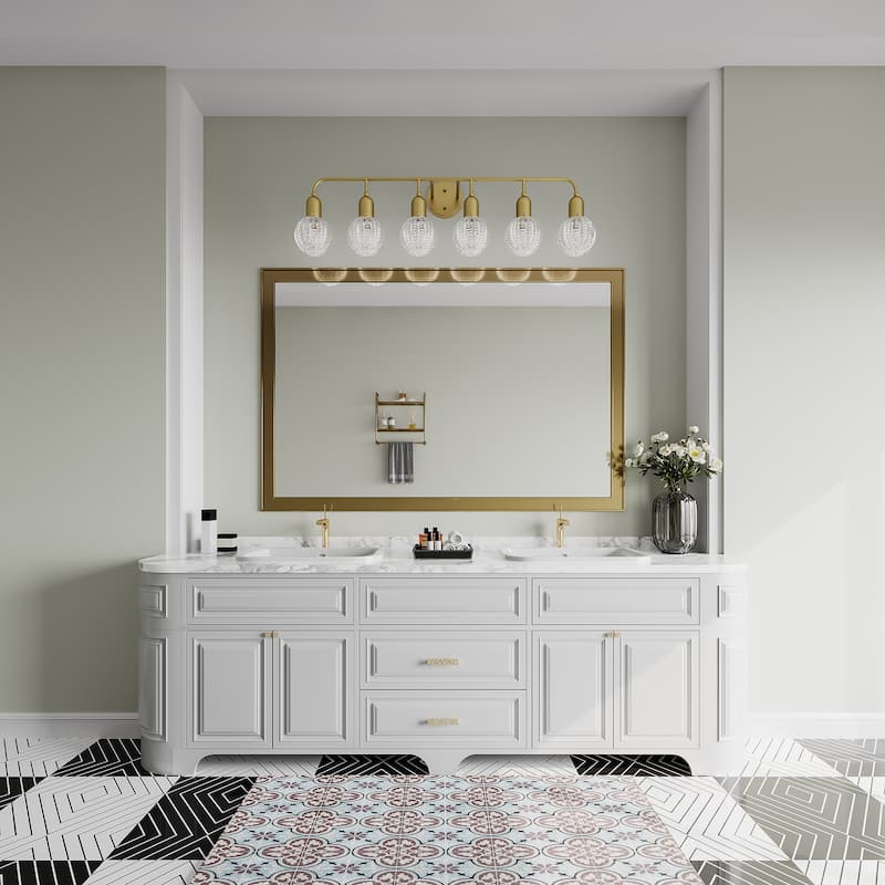 Modern Glam 6-light Bathroom Vanity Light with Crystal Shade - 44 inches