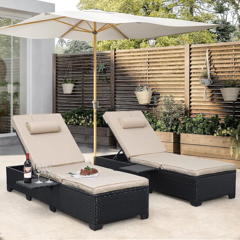 Chaise Lounge Chair Outdoor Set of 2 - Grey