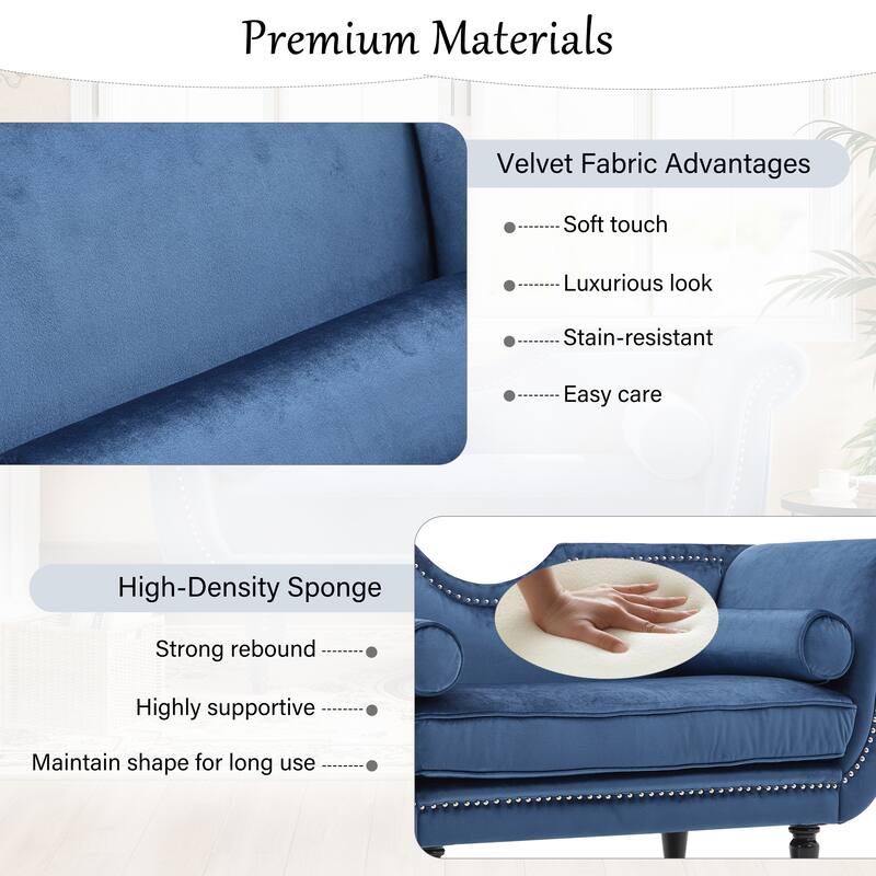 Christopher Knight Home - Velvet Bench with Nailhead Trim & Curved Arms