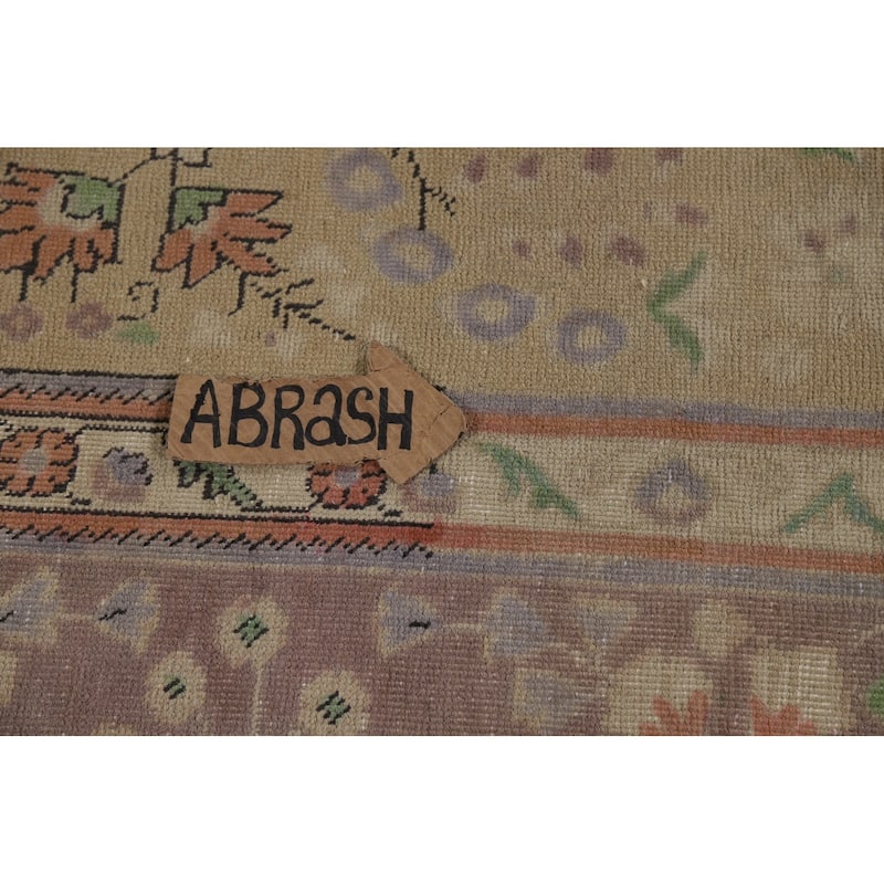 Distressed Brown Tabriz Persian Area Rug Hand-Knotted Wool Carpet - 9'8"x 12'11"
