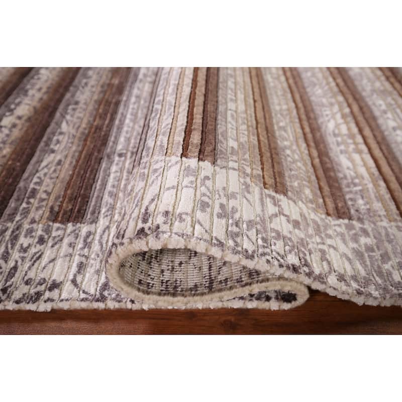 Striped / Abstract Oriental Accent Rug Handmade Wool Carpet - 2'8" x 5'0"