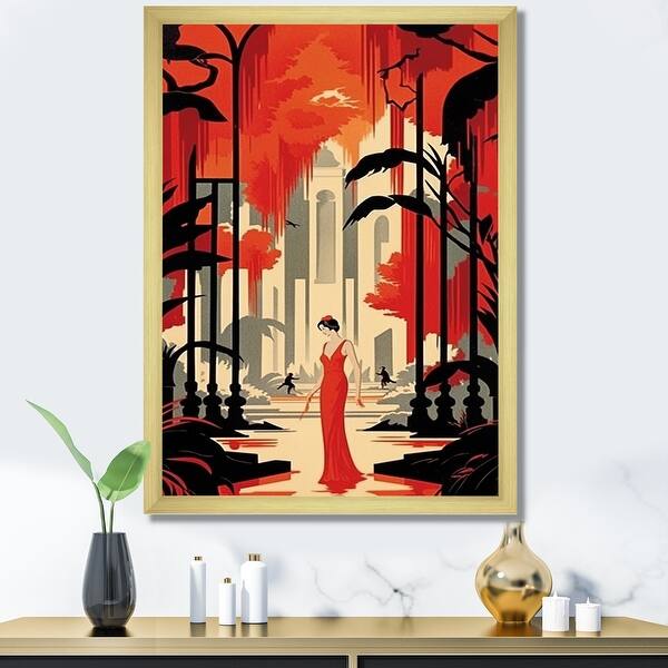 Designart "Art Deco Lady In Red Evening Dress" Fashion Woman Framed Wall Decor - Bed Bath & Beyond - 39432673 Designart "Art Deco Lady In Red Evening Dress" Fashion Woman Framed Wall Decor - Bed Bath & Beyond - 39432673