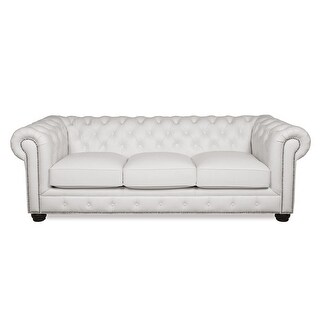Kasama Chesterfield White Leather Sofa