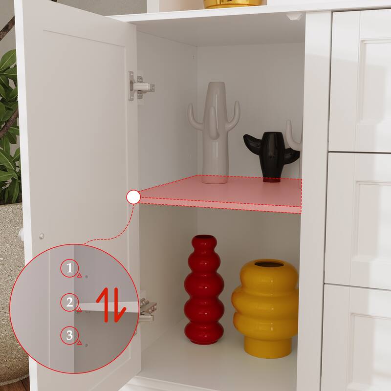 Dresser Storage Cabinet with Drawers and Adjustable Shelves, Diaper Changing Table, Display Shelf, Bookshelf