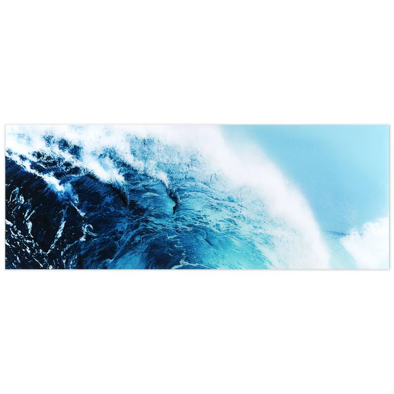 "Blue Wave 1" Unframed Free Floating Tempered Glass Wall Art
