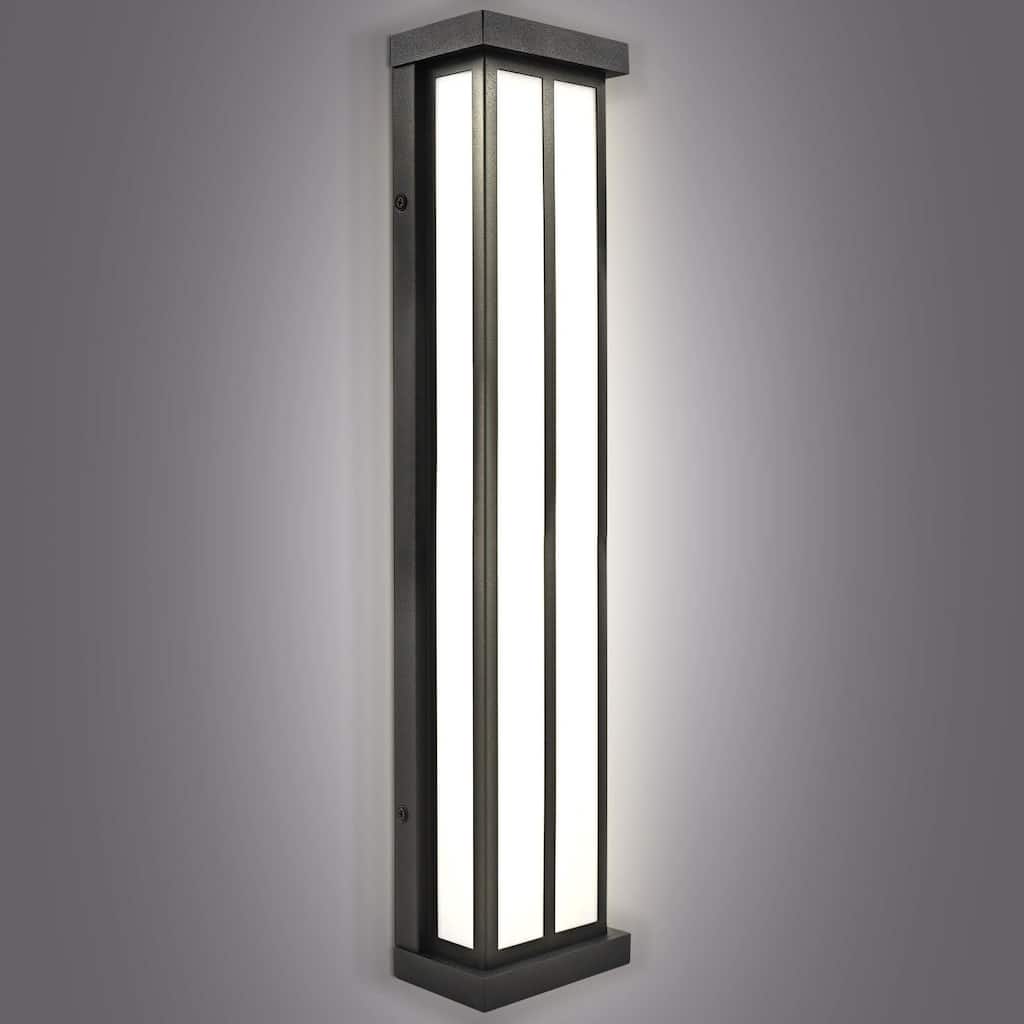 Luxrite LED Outdoor Wall Sconce, 24in Outdoor Wall Light, Black Aluminum, 3CCT 3000K 4000K 5000K, 26W, ETL Listed, IP65
