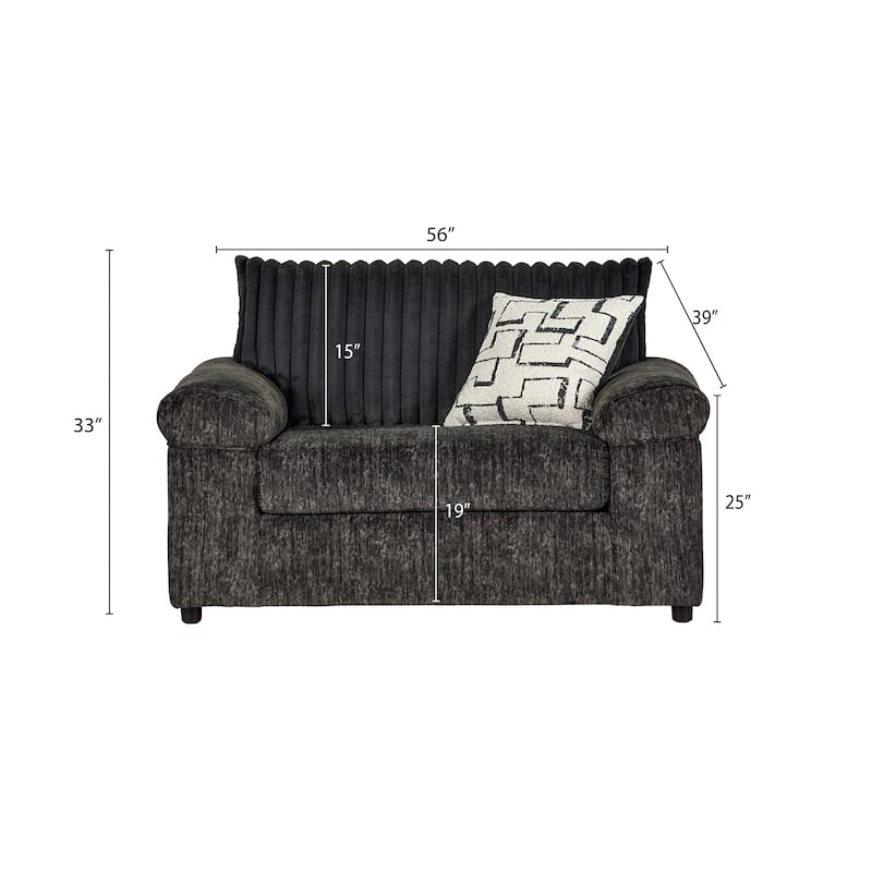 Roundhill Furniture Nason Wide Wale Corduroy Cuddle Chair and Ottoman Set