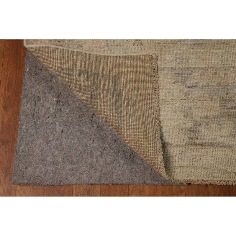 Hand Knotted Oriental 100% Wool Carpet Transitional All-Over Beige & Ivories Oushak Area Rug - 11' 11'' X 9' 5''