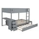 preview thumbnail 18 of 17, Full-Over-Full Bunk Bed with Twin size Trundle, Storage and Desk, Gray