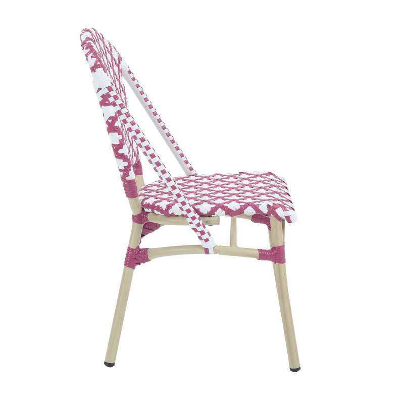 Portia French Metal Wicker Outdoor Bistro Chairs (Set of 2) by Furniture of America - Set of 2