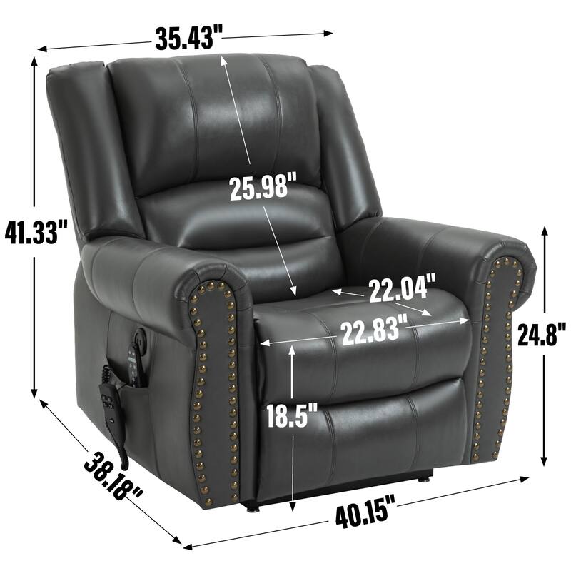 Roomfitters Dual Motor Power Lift Recliner, Infinite Position Massage Chair with 180-Degree Recline and USB