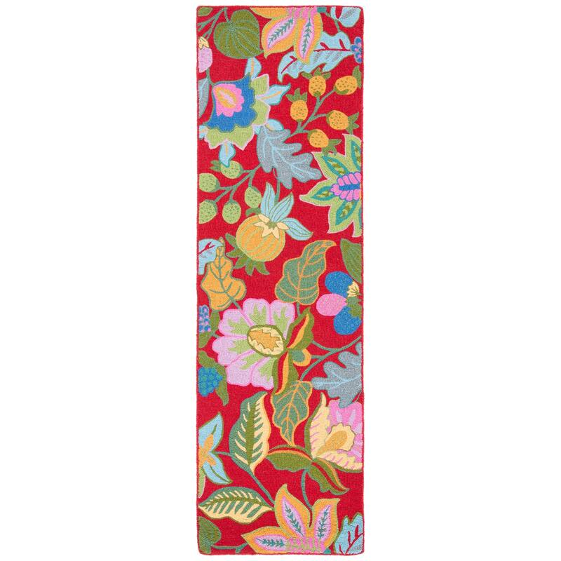 SAFAVIEH Handmade Jardin Bojidarka Country Floral Wool Rug - 2'6" x 4' - Red/Multi