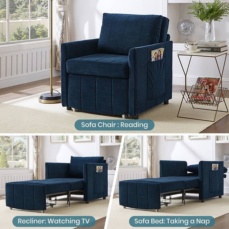 31.5" Compact Sleeper Sofa with 5-Position Backrest, Storage Solutions