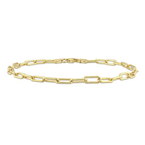 Miadora 18kt Yellow Gold Plated Sterling Silver Paperclip Men's Bracelet