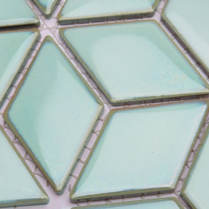 Merola Tile Hudson Rhombus Mint Green 10-1/4" x 11-3/4" Porcelain Mosaic Floor and Wall Tile