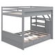 preview thumbnail 9 of 13, Gray Full Futon Bunk Beds with Staircase and Bedside Table Can be Swapped Left Right, Lower Bed Convertible Daybed with Drawers