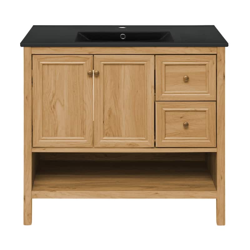 Swiss Madison SM-BV241MB Chateau 37" Free Standing Single Basin Vanity - Golden Oak / Matte Black - Oak Finish
