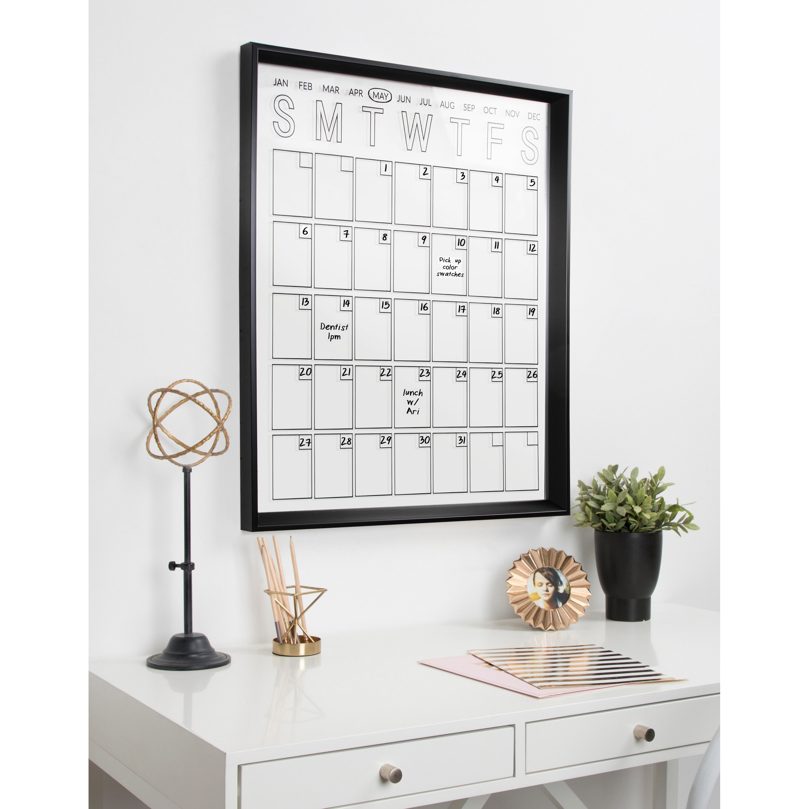 Shop Kate And Laurel Calter Framed Erasable Acrylic Monthly Wall