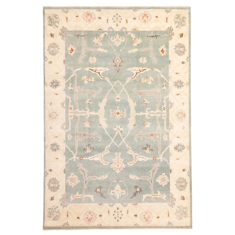 ECARPETGALLERY Hand-knotted Modern Oushak Teal Wool Rug - 9'8 x 14'1