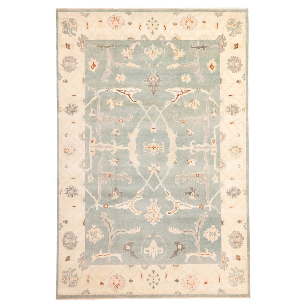 ECARPETGALLERY Hand-knotted Modern Oushak Teal Wool Rug - 9'8 x 14'1