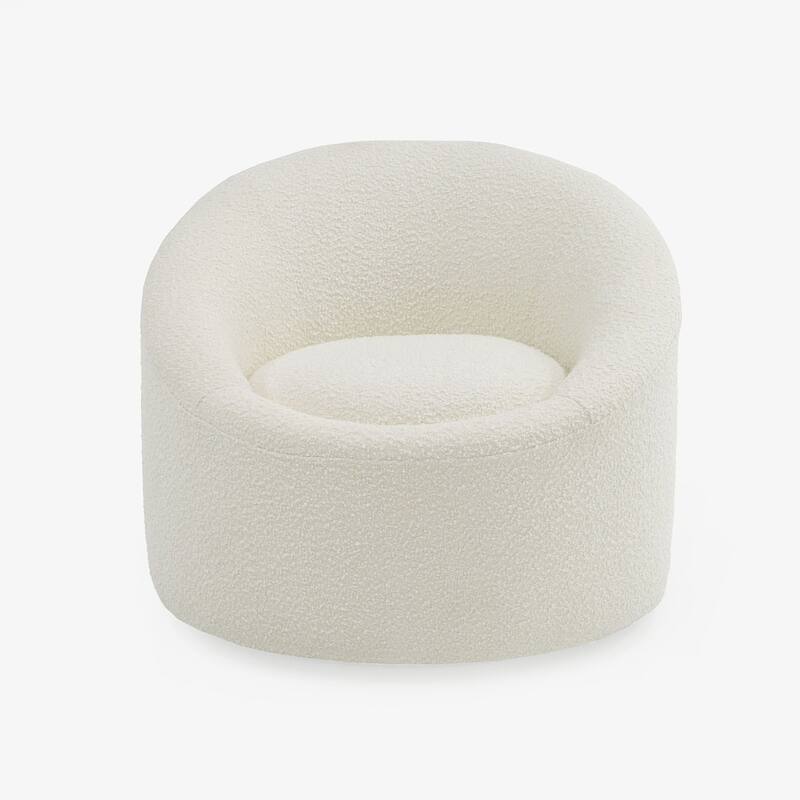 Modrest Frontier Glam White Fabric Accent Chair