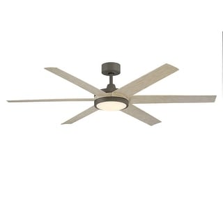 Fanimation Brawn 64 inch Indoor/Outdoor Smart Ceiling Fan with LED CCT Select Light Kit and Remote - Antique Graphite