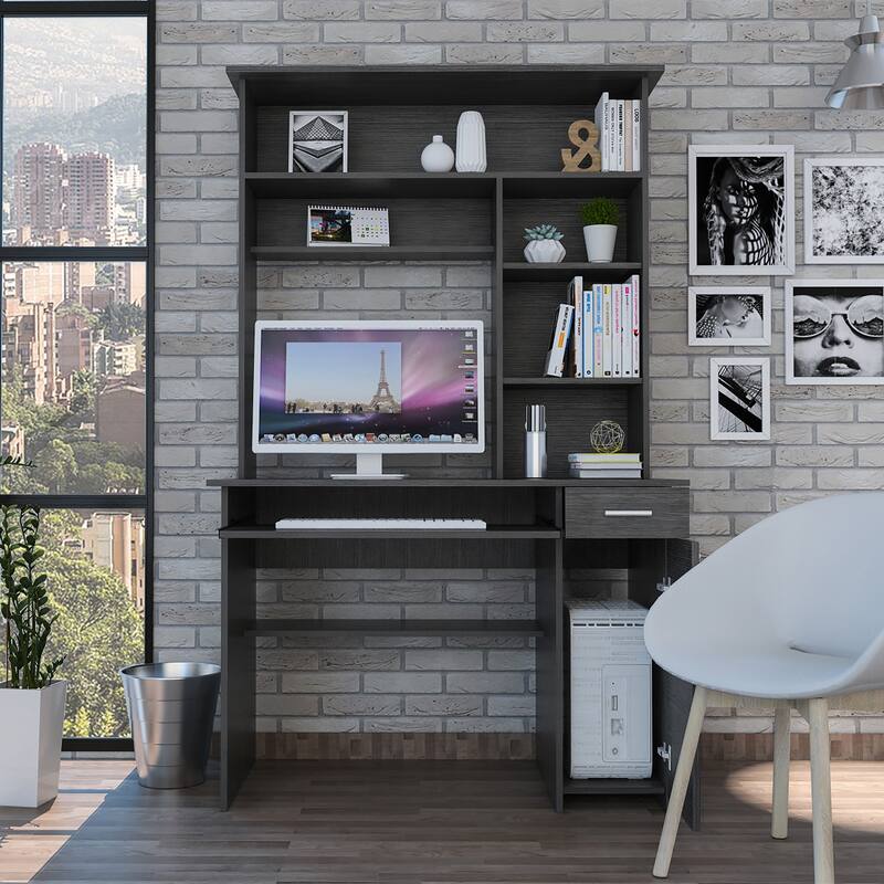 2 Drawer and 7 Shelf Computer Desk with Hutch