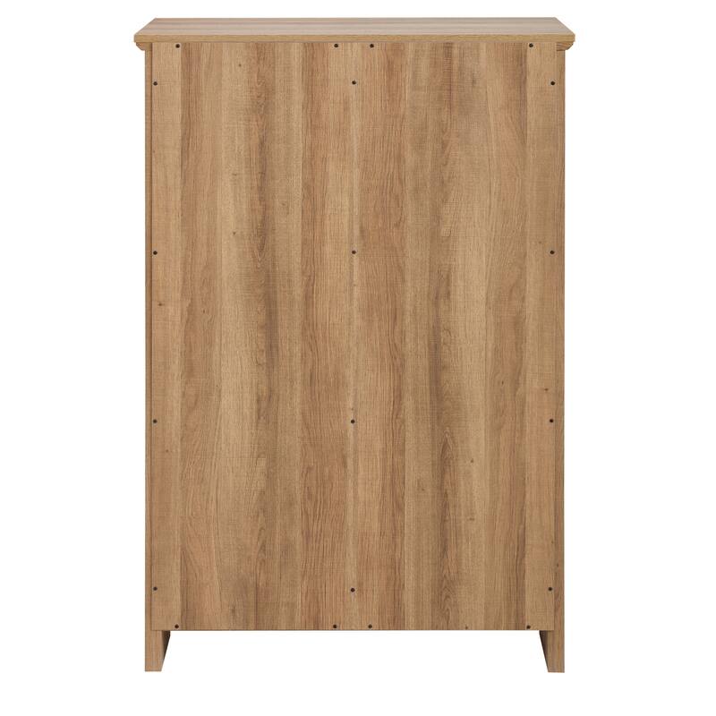 GDFStudio - Farmhouse Modern Sliding Barn Door Dresser with 5 Drawers and Adjustable Shelves