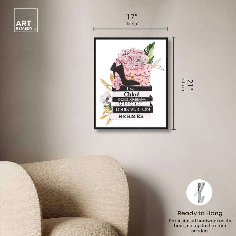 Floral Books Stack Canvas by Art Remedy