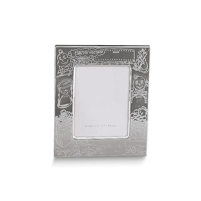 Curata Silver-Plated Choo-Choo Birth Record 3.5x5 Photo Engravable Frame