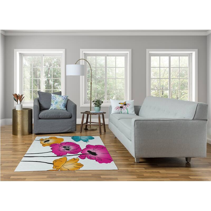 Popping Poppies Spring Chenille Rug