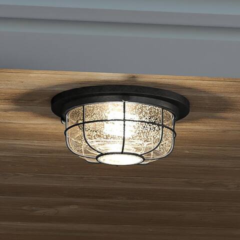 Luxury Nautical Outdoor Ceiling Light, 6.5"H x 12"W, with Coastal Style, Seasoned Iron, by Urban Ambiance