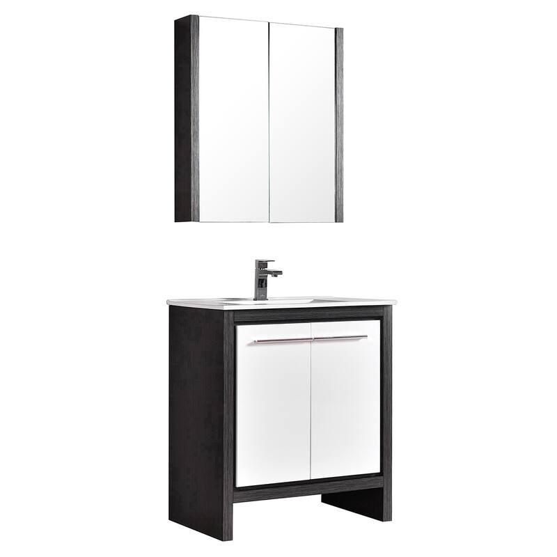 Solid Wood Bathroom Vanity with Mirror Medicine Cabinet