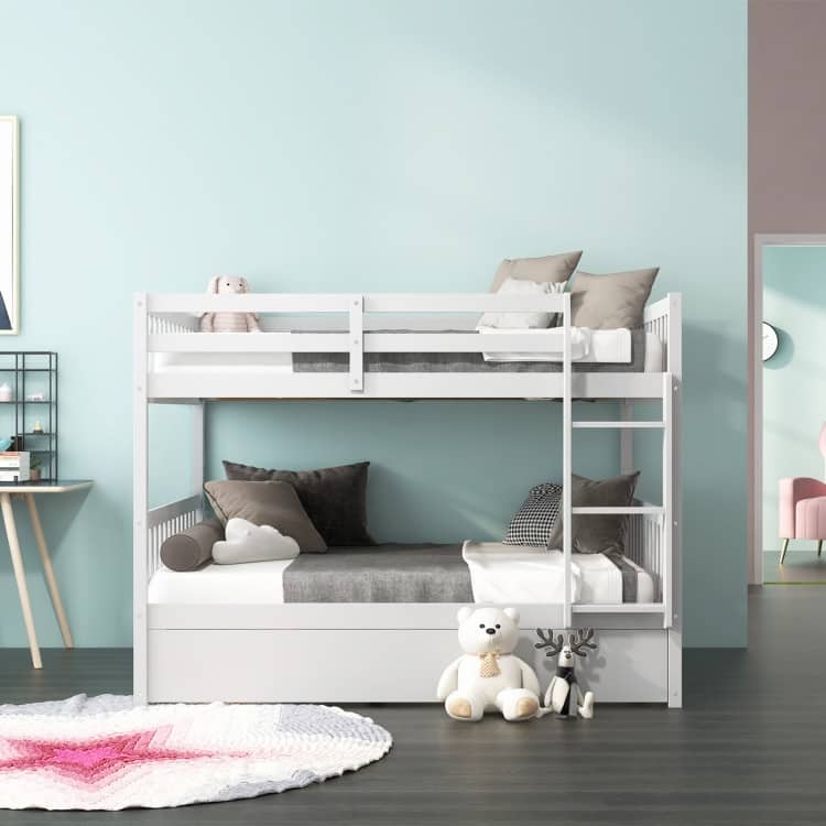 Full over Full Bunk Bed Platform Wood Bed