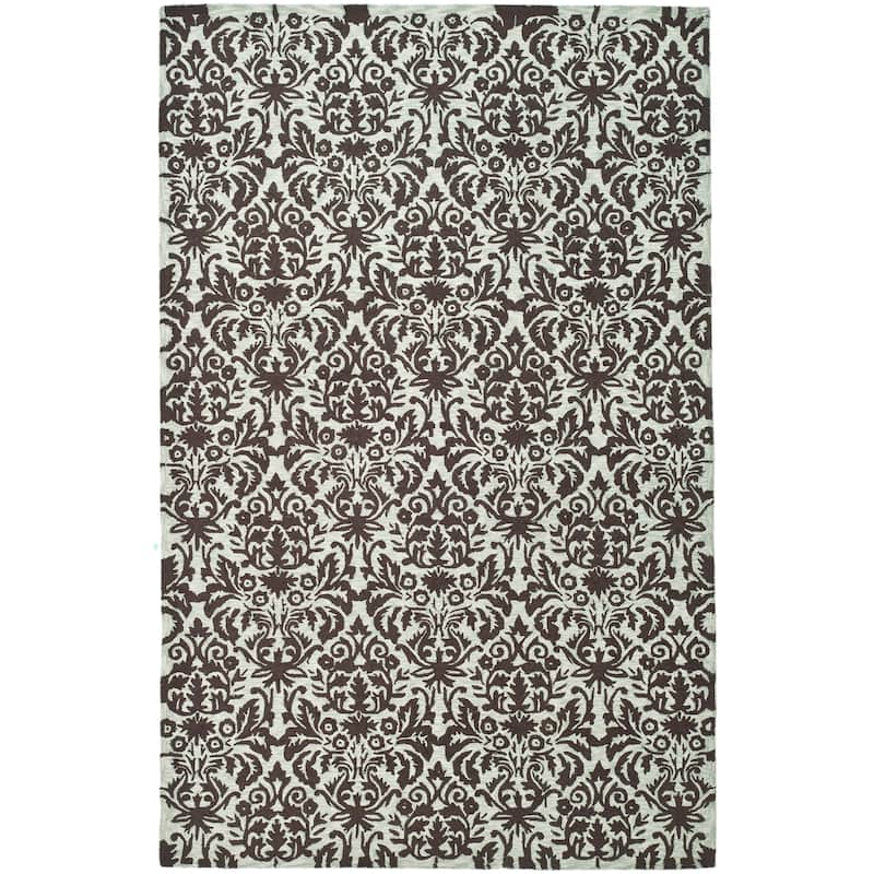 SAFAVIEH Handmade Chelsea Duschka French Country Wool Rug - 5'3" x 8'3" - Sage/Chocolate
