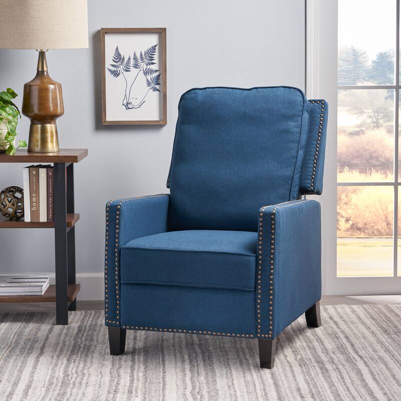 Roomfitters Manual Standard Recliner, Compact Recliner for Living Room, Bedroom, Navy Blue